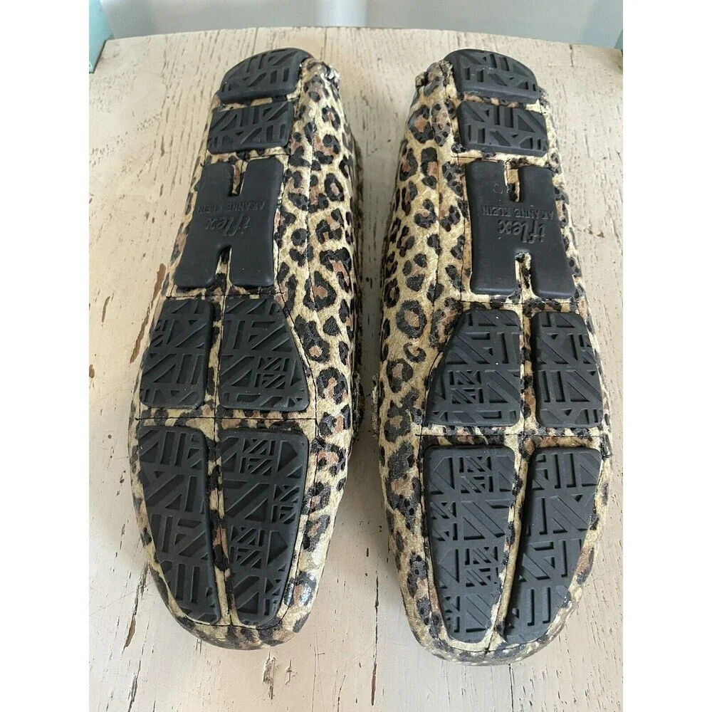 Anne Klein Greater Shoe Flats 8 M IFlex Leopard Cheetah Loafer Slip‎ On Leather - Picture 7 of 8